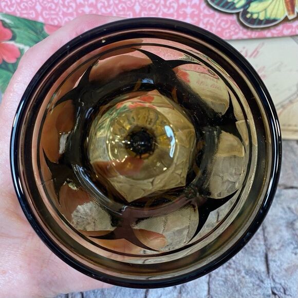 Amber Colored Drinking Goblets Set of 3 Drinkware Colored Glass Pedestal Glass - Picture 6 of 6